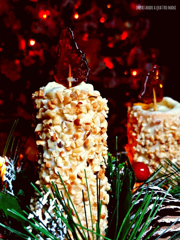 candele di pasta frolla con crema al cioccolato bianco, idea natale, centrotavola o segnaposto