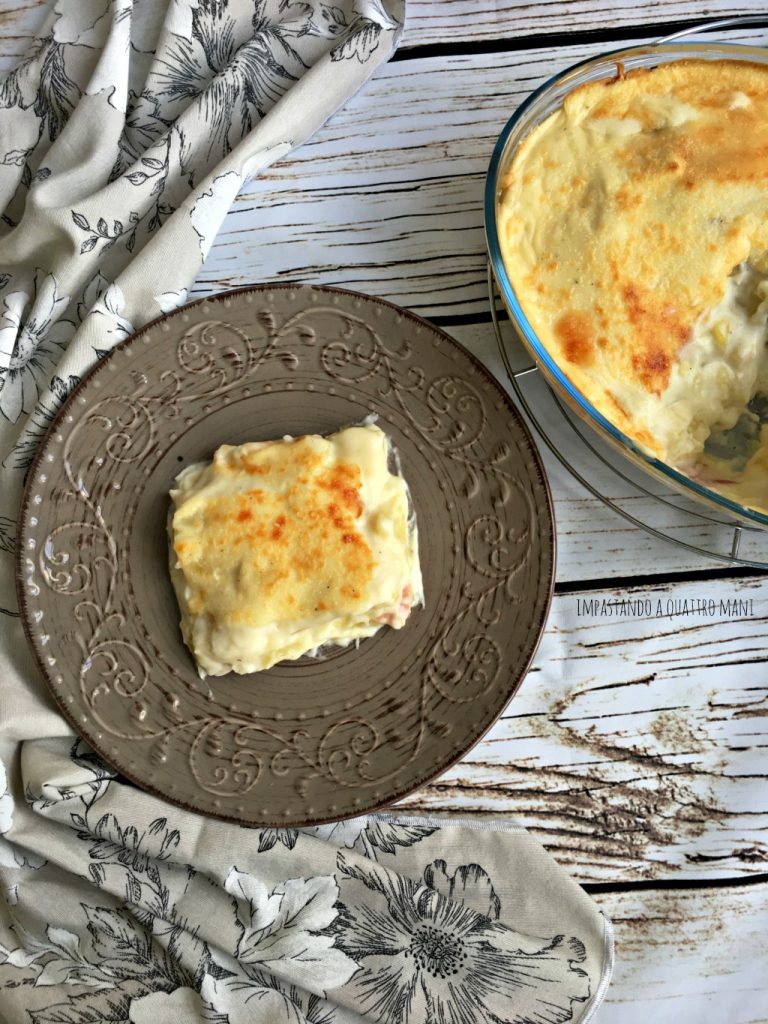 sformato di patate e besciamella con prosciutto cotto
